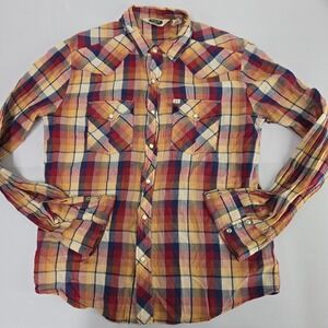 SALT WESTERN Mens Plaid Long Sleeve Snap Button Western Shirt Size L